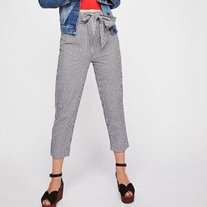 Free People Pants Women's Size 6 Black White Gingham West Side Side Tie Cropped